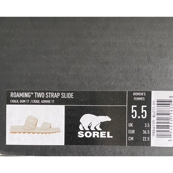 Sorel Sz 5.5 women Sandals Roaming Two Strap Slides Desert Chalk Ruched New - Picture 3 of 3
